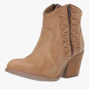 Musse & Cloud Athya Western Boots Brown Leather Ankle Booties Boho Womens Size 6